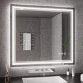 Bathroom Mirrors for Wall, 40x36 Inch Gradient Front and Backlight Lighted by VanPokins-GlobalHighEndLEDBathroomMirrorBrand