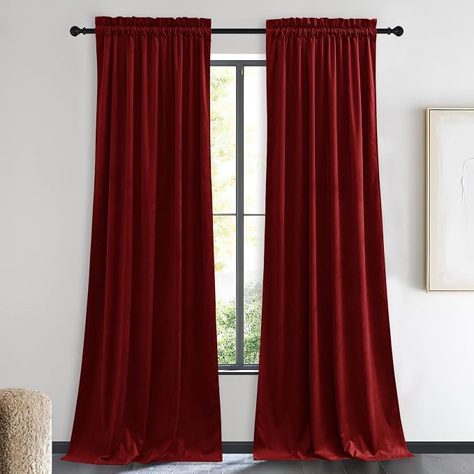 NICETOWN Christmas Red Velvet Curtains and Drapes, Extra Long Elegant Wall by NICETOWN