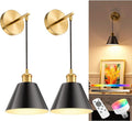 NIORSUN Gold & Black Battery Operated Wall Sconce Set of 2, 5200mAh Dimmable by NIORSUN