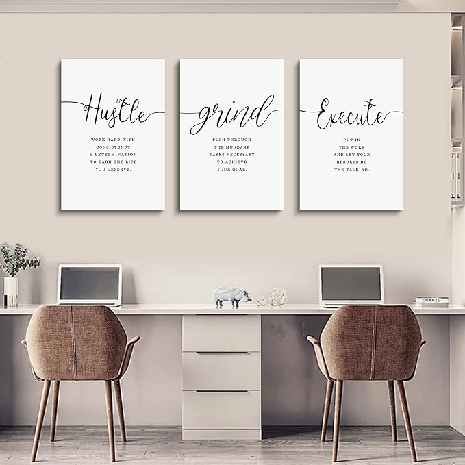 Canvas Grind Quote, Hustle Grind Execute, Inspirational Print, Office Wall Art - Image 4