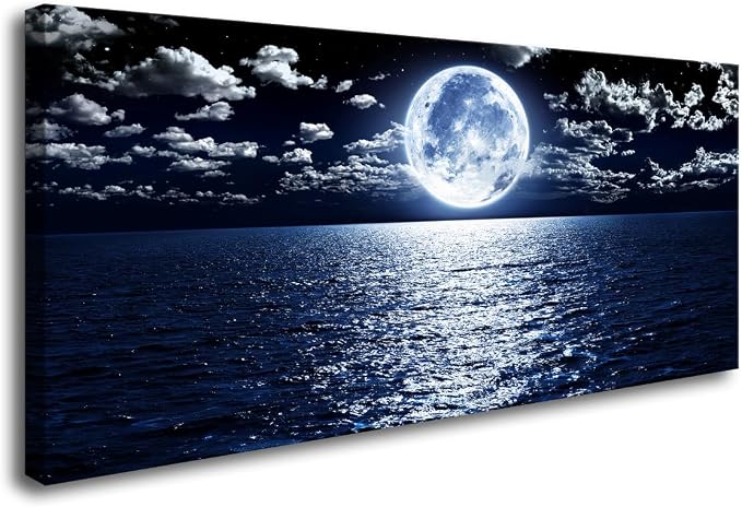 Cao Gen Decor Art S06950 Wall Art Canvas Prints Moon Sea Ocean Landscape 1 by Cao+Gen+Decor+Art