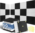 Focusound Black White Acoustic Panels 50 Pack 2"x12"x12" by Focusound