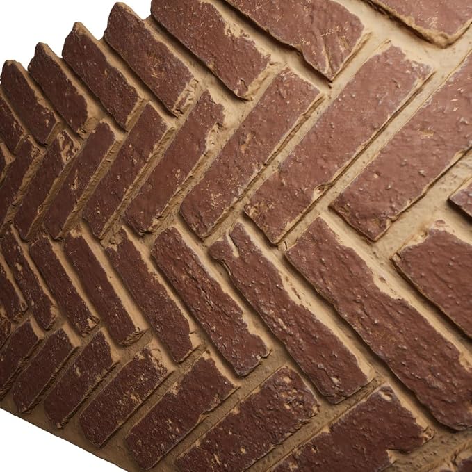 EverStone Herringbone Faux Brick Panel, 46 1/2"W x 25 1/4"H x 1"D, Cabernet - Image 7