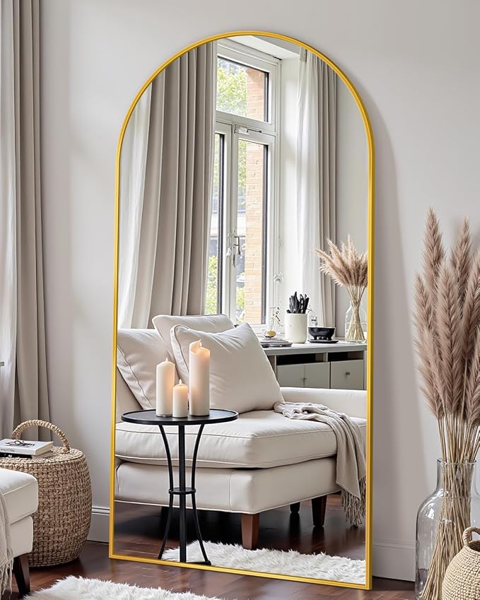 69"x28" Full Length Mirror, Arched Full Body Mirror, Standing Hanging or - Image 3