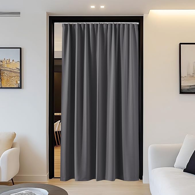 NICETOWN Door Curtain with Adjustable Ceiling Track, W34 x L 80" Thermal - Image 9