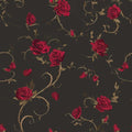 FLFK Peel and Stick Gothic Wallpaper Red Rose Floral Wallpaper 16in x 128in by FLFK