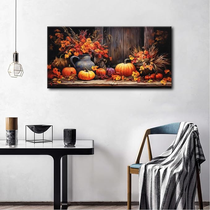 Orange Pumpkin Canvas Wall Art Kitchen Wall Decor Farmhouse Dining Room - Image 4