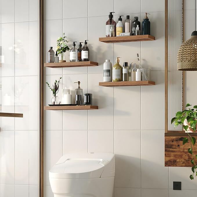 HOOBRO Floating Shelves for Wall, Wall Mounted Shelf Set of 2, 23.6" Hanging - Image 5
