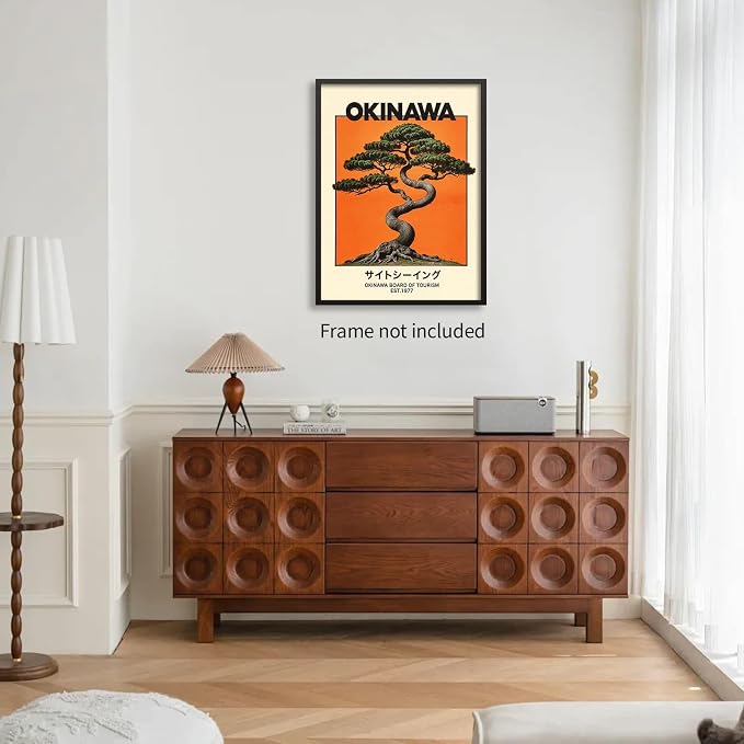 Heltrappe Japanese Canvas Wall Art Okinawa Prints Vintage Japanese Bonsai Tree - Image 6