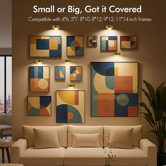 3-Pack Picture Lights for Wall, Rechargeable Battery Operated Led Painting Light - Image 7
