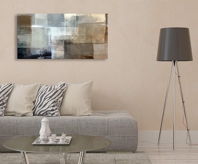 Baisuart Canvas Prints Abstract Wall Art Print Paintings Grey and Brown - Image 4