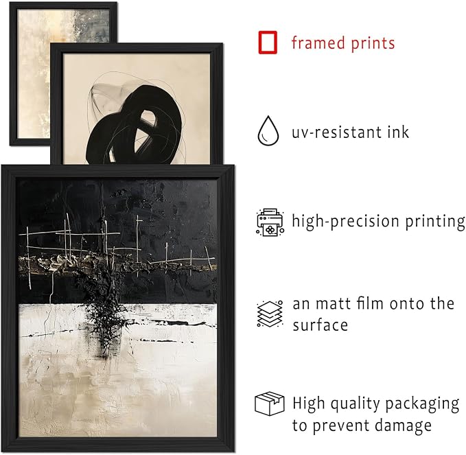 ANERZA 16 PCS Framed Black and White Abstract Wall Art Decor, Minimalist Wall - Image 3