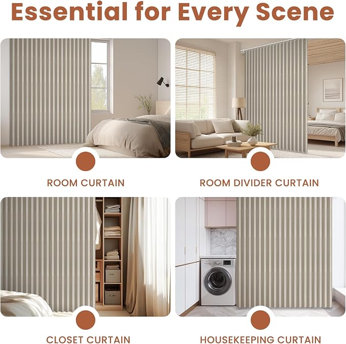 AJAZZ Blackout Accordion Door Curtain 98"x78" Cream White - Image 8
