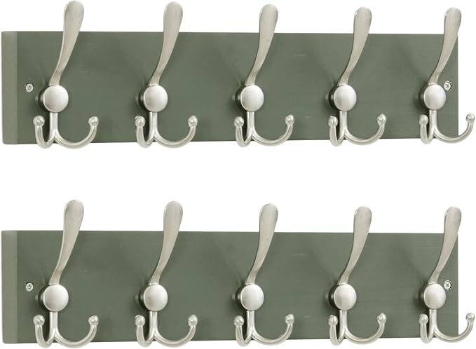 SKOLOO Creations Forest Green Solid Wood Wall Mounted Coat Rack, 5 Hooks by SKOLOO