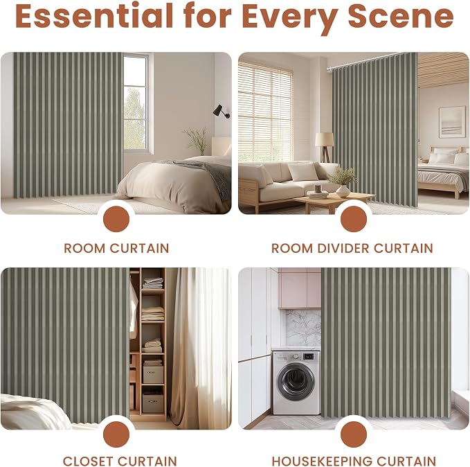 AJAZZ Blackout Accordion Door Curtain 98"x78" Grey - Image 8