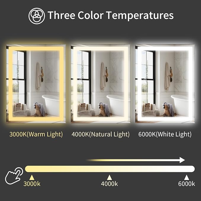 Koonmi 60"x36" LED Mirror for Bathroom, 90CRI Anti-Fog Vanity Mirror - Image 6