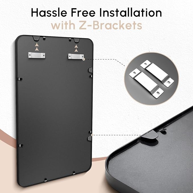 USHOWER 2-Pack Black Bathroom Mirrors Over Sink 22 x 30 Inch, Metal Frame - Image 5