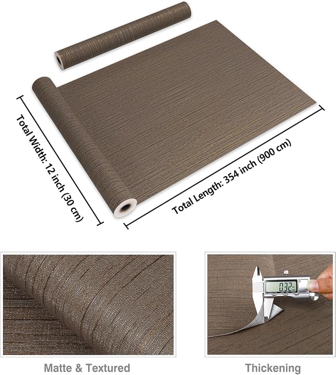 CRE8TIVE Dark Brown Grasscloth Wallpaper Textured Wallpaper Stick and Peel - Image 8