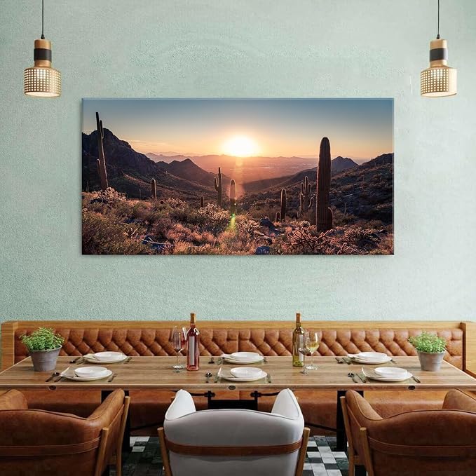 Mountain Wall Art Sunset Cactus Wall Decor Arizona Sonoran Desert Canvas - Image 5