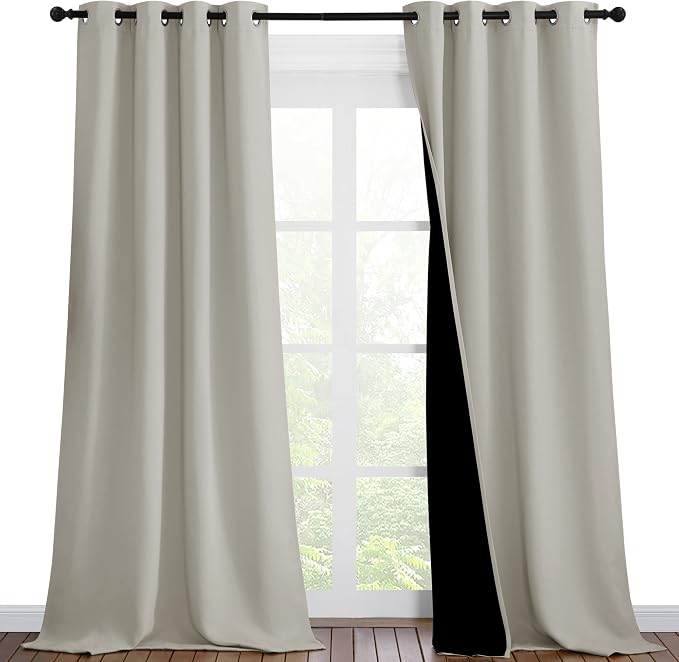 NICETOWN Natural Blackout Curtains 90 inches Long, Full Light Blocking Drapes by NICETOWN