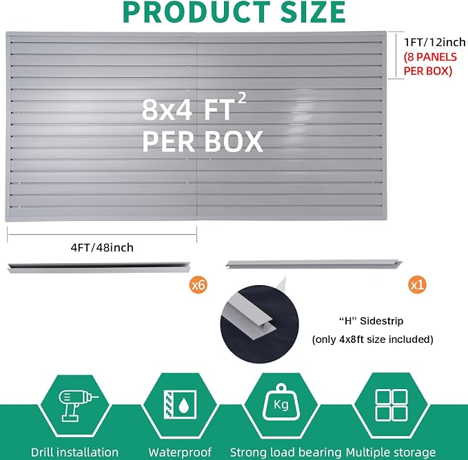 FRAYSCENT Slat Wall Paneling Garage Slat Wall Storage Systems Slatwall Panels - Image 4