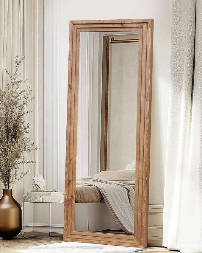 Full Length Mirror 65"x24" Solid Wood Frame Floor Large Mirror - Image 5
