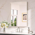 Keonjinn Brushed Nickel Mirror 24 x 32 Inch Silver Bathroom Mirror by Keonjinn