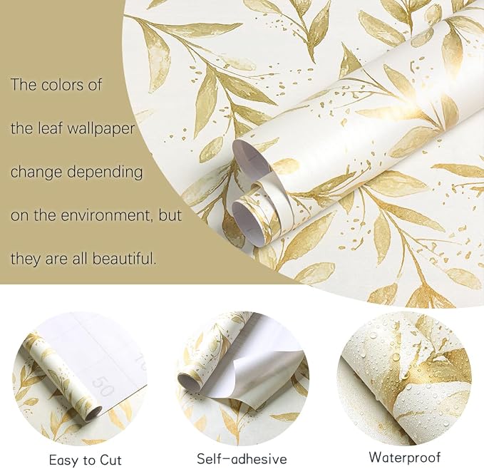Livebor Leaf Peel and Stick Wallpaper Olive Leaf Contact Paper17.7in x 118.1in - Image 5
