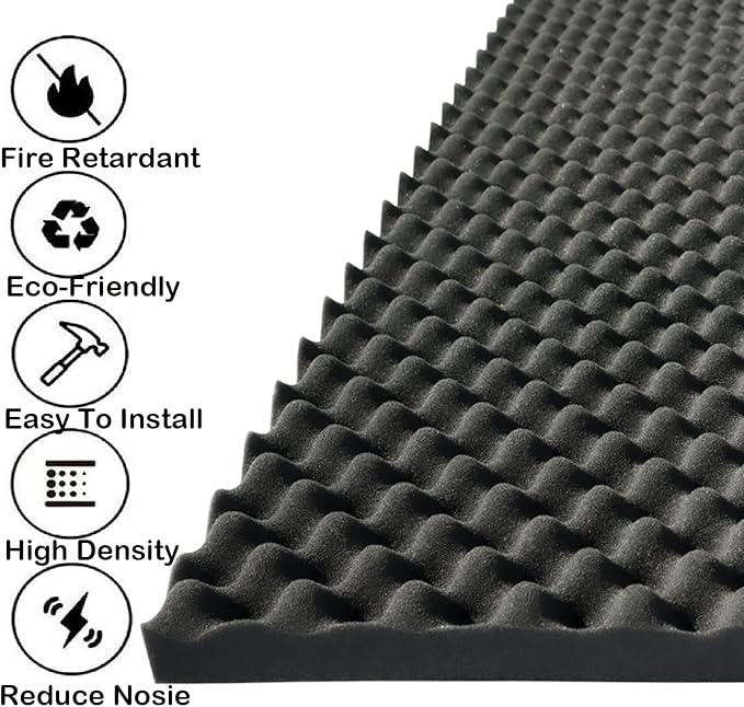 2 PCS Acoustic Panels, High Density Fireproof Noise Cancelling Foam Studio Foam - Image 2