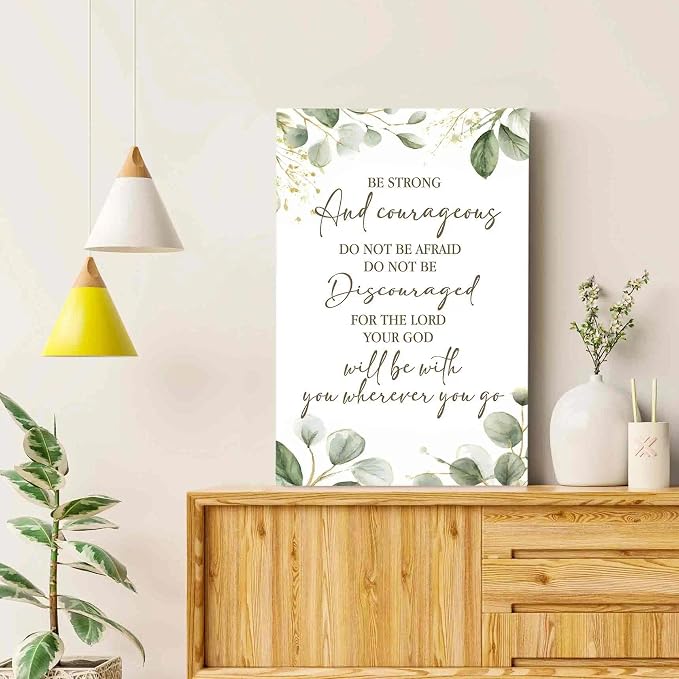 HIWX Christian Inspirational Wall Decor, Be Strong and Courageous Bible Verses - Image 4