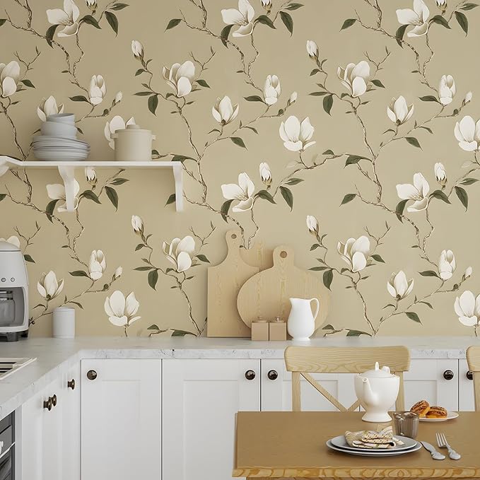 Laatse Magnolia Wallpaper Peel and Stick Vintage Floral Contact Paper 17.5" X - Image 4
