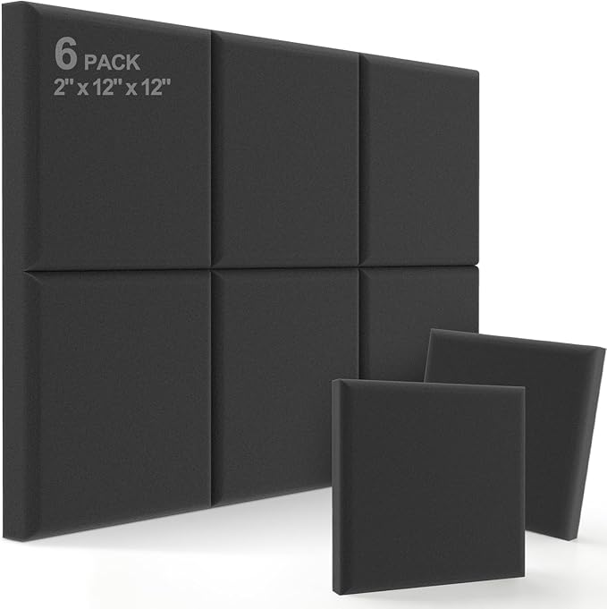 JBER Acoustic Studio Foam, 6 Pack 2" X 12" X 12" Round C-Panel Sound Foam by JBER