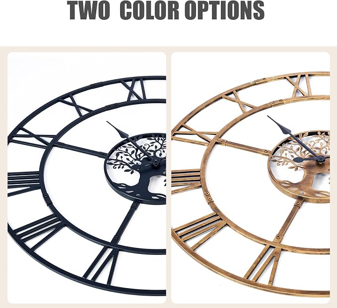 48 Inch Large Wall Clock for Living Room – Bronze Metal Clock - Image 7