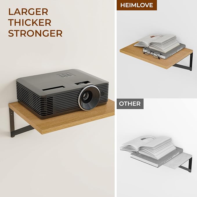 Heimlove Deep Floating Shelves for Wall, 12 Inch Deep Floating Shelves Set of 3 - Image 5