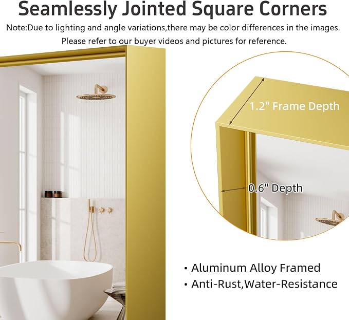 36x30 Inch Gold Bathroom Mirrors - Image 3