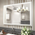 Amorho Bathroom Mirror, 48x35 Inch White Thick Metal Framed Wall Mirrors by Amorho