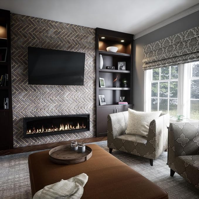 EverStone Herringbone Faux Brick Panel, 46 1/2"W x 25 1/4"H x 1"D, Limewashed - Image 11