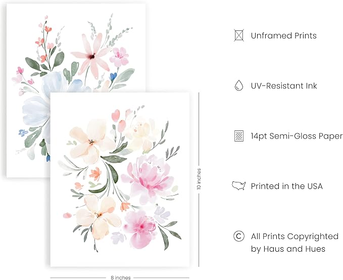 HAUS AND HUES - Set of 4 Flower Posters, Wall Decor, Floral Prints, Flower - Image 2