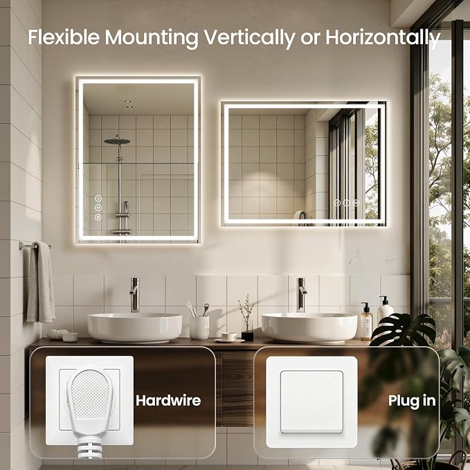 30X36 LED Bathroom Mirror with Lights, Backlit + Front Lit, Lighted Bathroom - Image 6