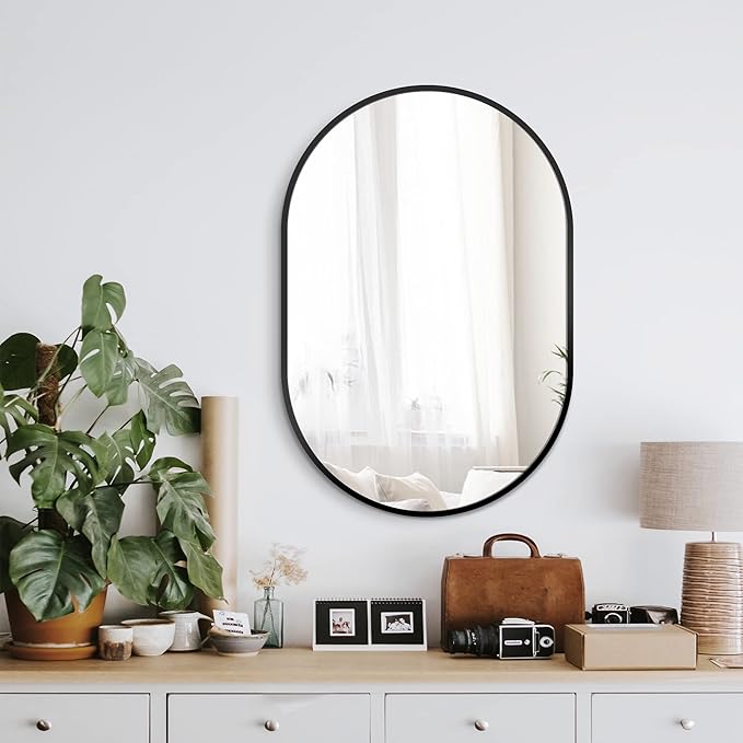Bathroom Mirror for Wall, Metal Framed Vanity Mirror by Delma