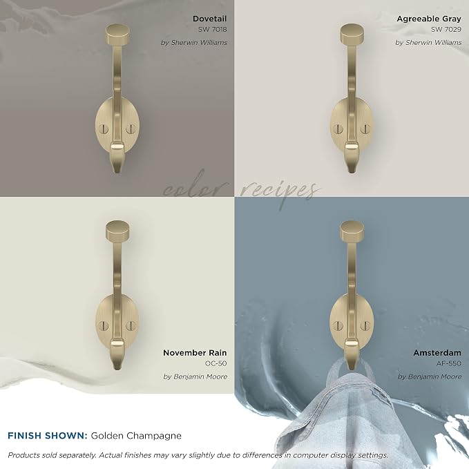 Amerock H55465BBZ | Adare Double Prong Decorative Wall Hook | Golden Champagne - Image 7