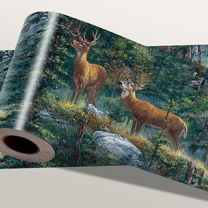 Forest Deer Wallpaper Border 196x4 Inch Peel and Stick Wall Border Self by IOHEFY