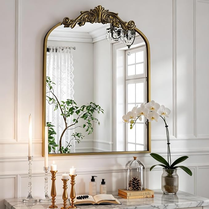 Dewfig Antique Arched Wall Mirror - Image 4