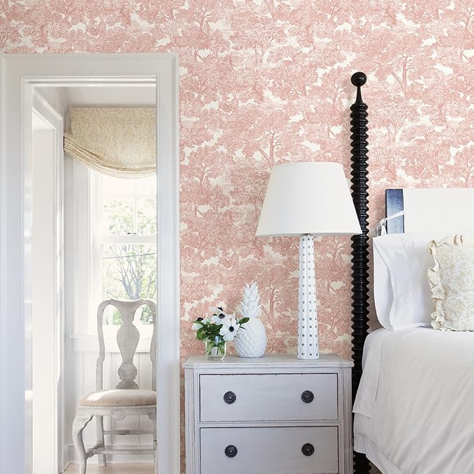 Chesapeake, Spinney Rose Toile Wallpaper, Pre-Pasted, 20.5-in x 33-ft - Image 2