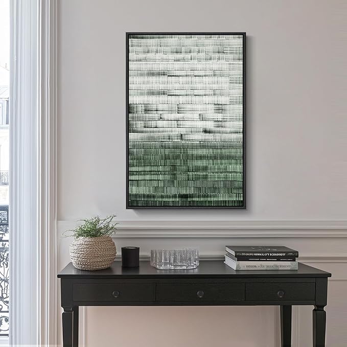 Framed Green Abstract Canvas Wall Art, Modern Art Prints Paintings Artwork - Image 4