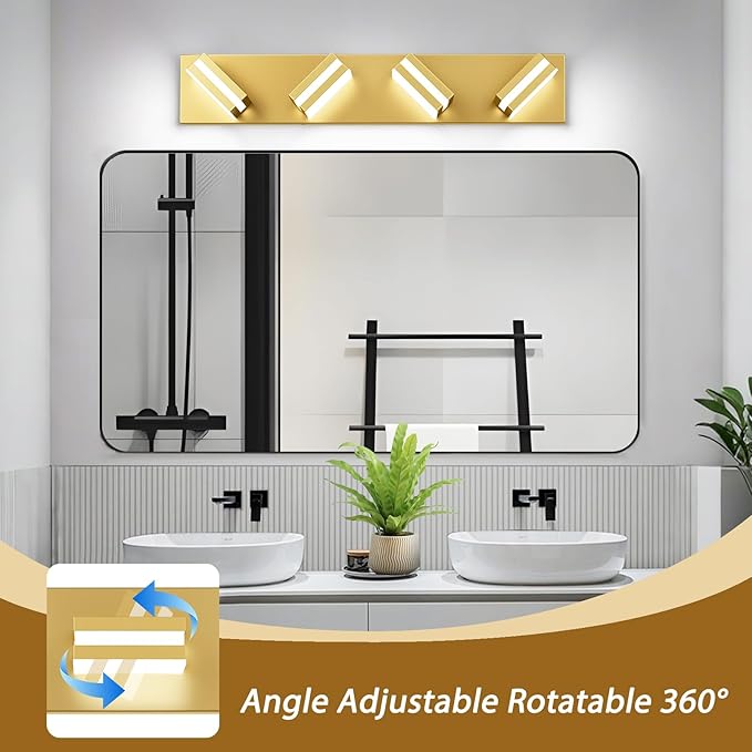 IZORRO LED Modern Bathroom Lights Fixtures, Brushed Glod Acrylic Wall Lighting - Image 2