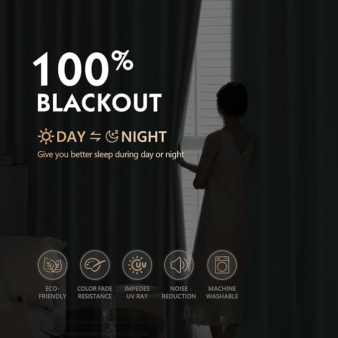 FMFUNCTEX 100% Blackout Curtains - Image 3