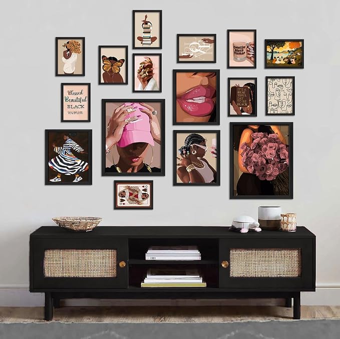 ANERZA 16 PCS Black Girl Wall Art Decor, African American Gallery Wall Prints - Image 5