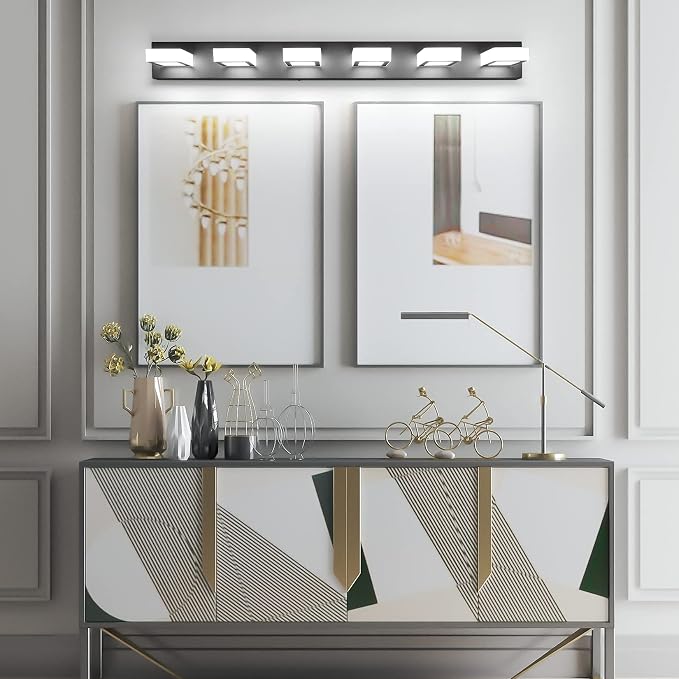 Ralbay Modern Matte Black Bathroom Vanity Light Fixtures 6 Lights Acrylic - Image 6