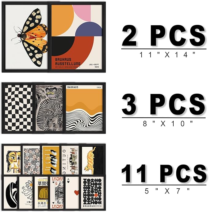ANERZA 16 PCS Framed Eclectic Wall Art Decor, Modern Maximalist Wall Prints - Image 2